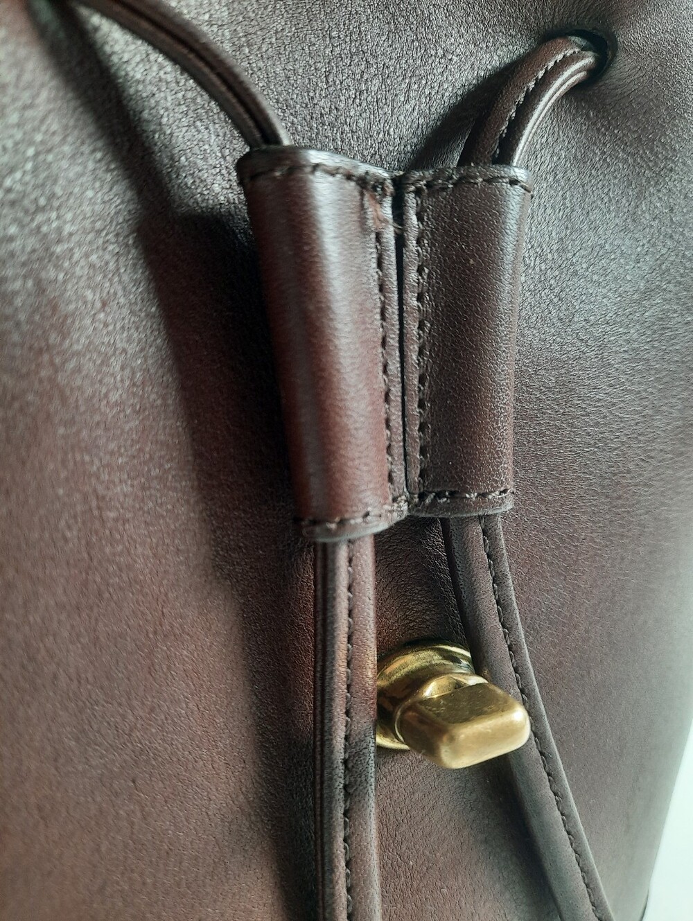 '98 COACH Turnlock Drawstring Backpack Glove Tanned Leather Mahogany Vtg - Picture 13 of 16